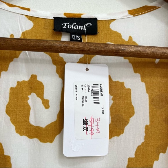 Evereve Tolani Gold Shara Wrap Kimono/Bathing Suit Cover One Size - Picture 13 of 15